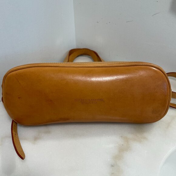 Dooney & Bourke Tan Canvas & Leather Vintage CABRIOLET Dome Satchel/Crossbody - Picture 4 of 16